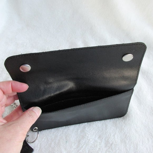 GENUINE Black Leather Chain Wallet NWOT - Picture 9 of 10